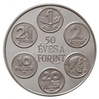 1996. '50 éves A Forint / 1946. Augusztus 1. - 1996' Jelzett Ag Emlékérem MNB Dísztokban (31,43g/0.999/42mm) T:PP / 
Hun - Zonder Classificatie