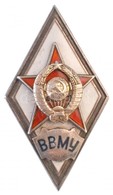 Szovjetunió ~1950. 'Haditengerészeti Akadémia' Zománcozott, Jelzetlen Ag? Jelvény (26x47mm) T:2 / 
Soviet Union ~1950. ' - Unclassified