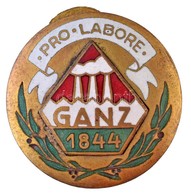 1944. 'Pro Labore Ganz 1844' Zománcozott és Aranyozott Cu Jelvény, Kiadva A Ganz 100. évfordulójára, Hátoldalán 'MORZSÁN - Ohne Zuordnung