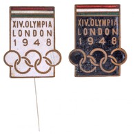 1948. 'XIV. Olimpia London 1948' 2db Klf Zománcozott Jelvény (18x23mm) T:2 Egyiknél Ragasztott Tű / 
Hungary 1948. 'XIVt - Ohne Zuordnung