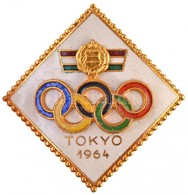 1964. 'Tokyo Olimpia' Aranyozott és Zománcozott Jelvény (34x33mm) T:1- / 
Hungary 1964. 'Tokyo Olympics' Gold Plated And - Unclassified