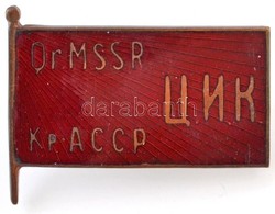 Szovjetunió ~1920-1930. 'Krími Autonóm Terület Szovjet Megbízott' Zománcozott Fém Jelvény (32x16mm) T:2 / 
Soviet Union  - Unclassified