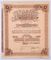 Románia / Bukarest 1920. 'Postavul Societate Anonima Romana (Román Textil Részvénytársaság)' Részvény 500L-ről, Szárazpe - Non Classificati