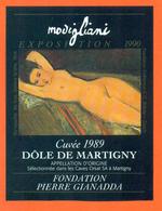 étiquette Vin Suisse Dole De Martigny 1989 Exposition Modigliani 1990 Orsat à Martigny - 75 Cl - Peinture De Modigliani - Arte