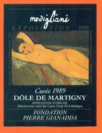 étiquette Vin Suisse Dole De Martigny 1989 Exposition Modigliani 1990 Orsat à Martigny - 75 Cl - Peinture De Modigliani - Art