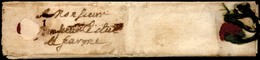 1650 Ca. - Minilettera, Dimensioni 8 X 3,5 Cm, Da Orsay (?) Con Sigillo Rosso In Ceralacca E Nastri ... - 1. ...-1850 Vorphilatelie