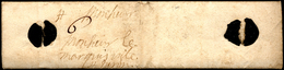 1650 Ca. - Piccola Lettera, Completa Di Testo, Con Due Sigilli Di Ceralacca Neri E Segno "6" Sul Fro... - 1. ...-1850 Prephilately