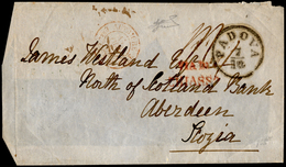 1854 - Fronte Di Lettera Con Bollo Di Arrivo Da Padova 7/10/1854 Per Aberdeen, Scozia. Bollo Di Tran... - Lombardije-Venetië