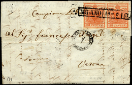 1851 - 15 Cent. Rosso Vermiglio, II Tipo, Carta A Mano, 15 Cent. Rosso Vermiglio, I Tipo, Carta A Co... - Lombardy-Venetia