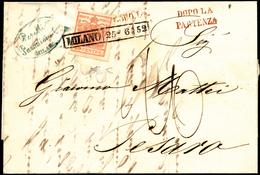 1852 - 15 Cent. Rosa, II Tipo, Carta A Mano (5), Perfetto, Su Lettera Da Milano 25/6/1852, Bollo "do... - Lombardije-Venetië