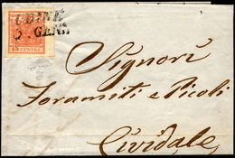 1854 - 15 Cent. Rosso Salmone Intenso, III Tipo, Carta A Mano (6g), Bordo Di Foglio, Perfetto, Su Le... - Lombardije-Venetië