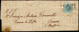 1850 - 45 Cent. Azzurro Chiaro, Prima Tiratura (10a), Perfetto, Su Lettera Da Venezia 3/6/1850 A Vie... - Lombardije-Venetië