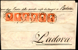 1859 - 5 Soldi Rosso, I Tipo (25), 6 Esemplari, Perfetti, Su Gran Parte Di Sovracoperta Di Lettera D... - Lombardy-Venetia