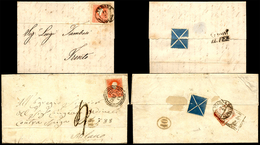 1859/60 - Due Lettere Affrancate Con 5 Soldi Rosso, II Tipo (25), Perfetti, Entrambe Con Al Verso La... - Lombardy-Venetia