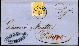 1864 - 2 Soldi Giallo. Dent. 14 (36), Perfetto, Isolato Su Circolare Da Venezia 25/1/1864 A Pesaro, ... - Lombardije-Venetië