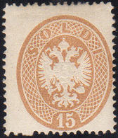 1863 - 15 Soldi Bruno, Dent. 14 (40), Gomma Integra, Perfetto. Molto Raro! Emilio Diena, Cert. Diena... - Lombardije-Venetië