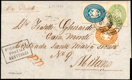 1864 - 3 Soldi Verde Giallastro, 10 Soldi Azzurro, 15 Soldi Bruno, Tutti Dent. 14 (37a,39,40), Perfe... - Lombardije-Venetië