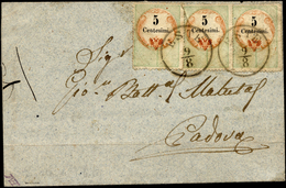 1856 - 5 Cent., Marca Da Bollo Tipografica (1), Tre Esemplari, Perfetti, Uno Con Lieve Grinza D'appl... - Lombardije-Venetië