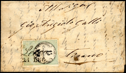 1855 - 15 Cent., Marca Da Bollo Tipografica (3), Ottimo Stato, Su Lettera Da Lecco 21/7/1855 (punti ... - Lombardy-Venetia