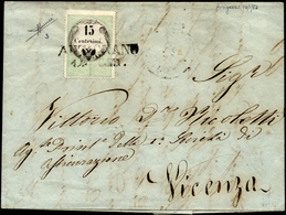 1856 - 15 Cent., Marca Da Bollo Tipografica (3), Perfetta, Su Lettera Da Arzignano 14/1/1856 (punti ... - Lombardy-Venetia