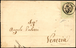 1856 - 30 Cent., Marca Da Bollo Calcografica (8), Perfetta, Su Sovracoperta Di Lettera Da San Bonifa... - Lombardije-Venetië