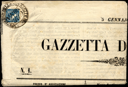 1856 - 3 Cent. Mercurio Azzurro, II Tipo (2), Perfetto, Su Giornale Completo "Gazzetta Di Cremona" D... - Lombardy-Venetia