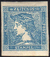 1855 - 3 Cent. Mercurio Azzurro, III Tipo (3), Gomma Originale, Perfetto. Cert. Ferchenbauer. ... - Lombardy-Venetia