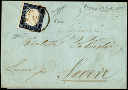 1859 - 20 Cent. Cobalto Oltremare (15Ba), Perfetto, Su Lettera Da Brescia 10/7/1859 (punti 6) A Love... - Lombardije-Venetië