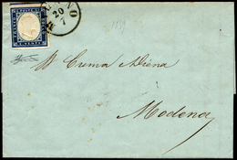 1859 - 20 Cent. Azzurro Scuro (C3), Perfetto, Su Lettera Da Milano 20/7/1859 A Modena. Ferrario. ... - Lombardy-Venetia