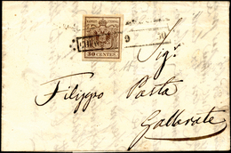 CHIAVENNA, R50 Punti 12 - 30 Cent. (7), Perfetto, Su Lettera Del 9/8/1850 Per Gallarate. Bella E Rar... - Lombardije-Venetië