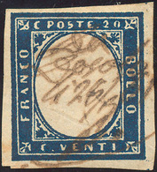 DOSOLO, Grafico Provvisorio, Punti R1 - 20 Cent. Azzurro Scuro (15C), Perfetto, Usato 26/3/1861. Rar... - Lombardy-Venetia