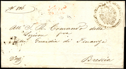 LOREO, Cor Rosso Punti 9 - Lettera In Franchigia Del 26/7/1852 Per Brescia. Rara! Cert.Diena. ... - Lombardy-Venetia