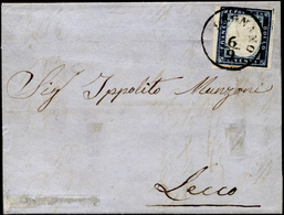 MELEGNANO, C1 Punti 13 - 20 Cent. (15B), Lieve Piega Orizzontale, Su Lettera Del 6/9/1859 Per Lecco.... - Lombardije-Venetië