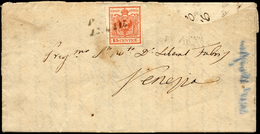 PADOVA, SI Azzurro Grigiastro Punti 7 - 15 Cent. (3a), Perfetto, Su Lettera Del 12/6/1850 (primi Gio... - Lombardy-Venetia