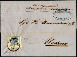 INCOMING MAIL AUSTRIA 1857 - 9 Kr. Azzurro, A Macchina (5/I), Perfetto, Su Sovracoperta Di Lettera D... - Modena