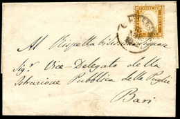 1862 - 10 Cent. Bistro Giallastro (1), Perfetto, Isolato Su Sovracoperta Di Lettera Da Lucera 13/11/... - Other & Unclassified