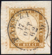 1862 - 10 Cent. Bistro Arancio (1g), Perfetto, Usato Su Piccolo Frammento A Pienza 17/10/1862. E.Die... - Other & Unclassified