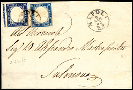 1863 - 15 Cent. Azzurro, Perfetto, E 15 Cent. Azzurro Scuro, Difettoso In Basso, Tipo Sardegna (11,1... - Andere & Zonder Classificatie