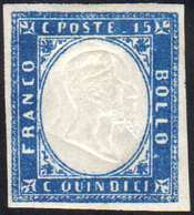 1863 - 15 Cent. Azzurro, Tripla Effigie (11ka), Gomma Originale, Perfetto. Bello! G.Oliva, Fiecchi, ... - Other & Unclassified