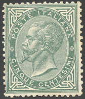 1863 - 5 Cent. Grigio Verde De La Rue, Tiratura Di Londra (L16), Discreta Centratura, Perfetto, Gomm... - Andere & Zonder Classificatie