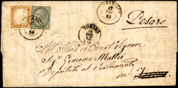 1863 - 5 Cent. De La Rue, Tiratura Di Londra, Separato Con Le Forbici, In AFFRANCATURA MISTA  Con 10... - Andere & Zonder Classificatie