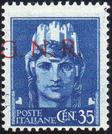 1943 - 35 Cent. Soprastampa G.N.R. Di Brescia Del I Tipo Fortemente Spostata In Senso Verticale (476... - Other & Unclassified