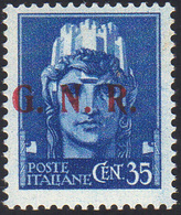 1943 - 35 Cent. Soprastampa G.N.R. Di Brescia, III Tipo (476/III), Gomma Integra, Perfetto. Fiecchi,... - Andere & Zonder Classificatie