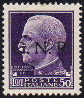 1944 - 50 Lire Soprastampa G.N.R. Di Verona (489), Ottima Centratura, Gomma Integra, Perfetto.g.Oliv... - Autres & Non Classés