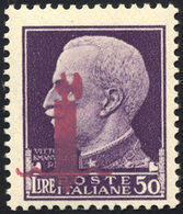 1944 - 50 Lire, Soprastampa Fascio In Lilla, Spostata In Basso, Tiratura Di Firenze (500b), Gomma In... - Autres & Non Classés