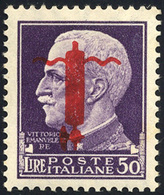 1944 - 50 Lire Soprastampa Fascio Di Verona Capovolta (501a), Gomma Integra, Perfetto. Cert. Raybaud... - Autres & Non Classés