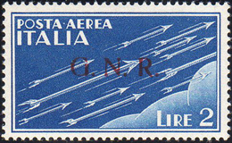 1943 - 2 Lire Azzurro Soprastampa G.N.R. Di Brescia, I Tipo (122/I), Gomma Integra, Perfetto. Raro, ... - Autres & Non Classés