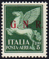 1943 - 5 Lire Verde, Soprastampa G.N.R. Di Brescia, III Tipo, Varietà Punti Piccoli Dopo G., N. E R.... - Andere & Zonder Classificatie