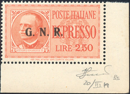 1943 - 2,50 Lire Soprastampa G.N.R. Di Brescia, III Tipo, Varietà Punti Piccoli Dopo G.N.R. (20/IIIn... - Andere & Zonder Classificatie