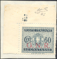 1943 - 60 Cent. Soprastampata G.N.R. Di Brescia (54/I), Angolo Di Foglio Con Numero Di Tavola 276…, ... - Autres & Non Classés